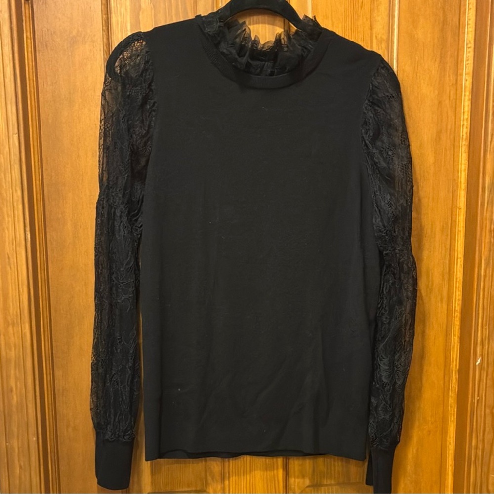 💗Express Black ruffled Peter Pan Collar Long Sleeve large whimsigoth